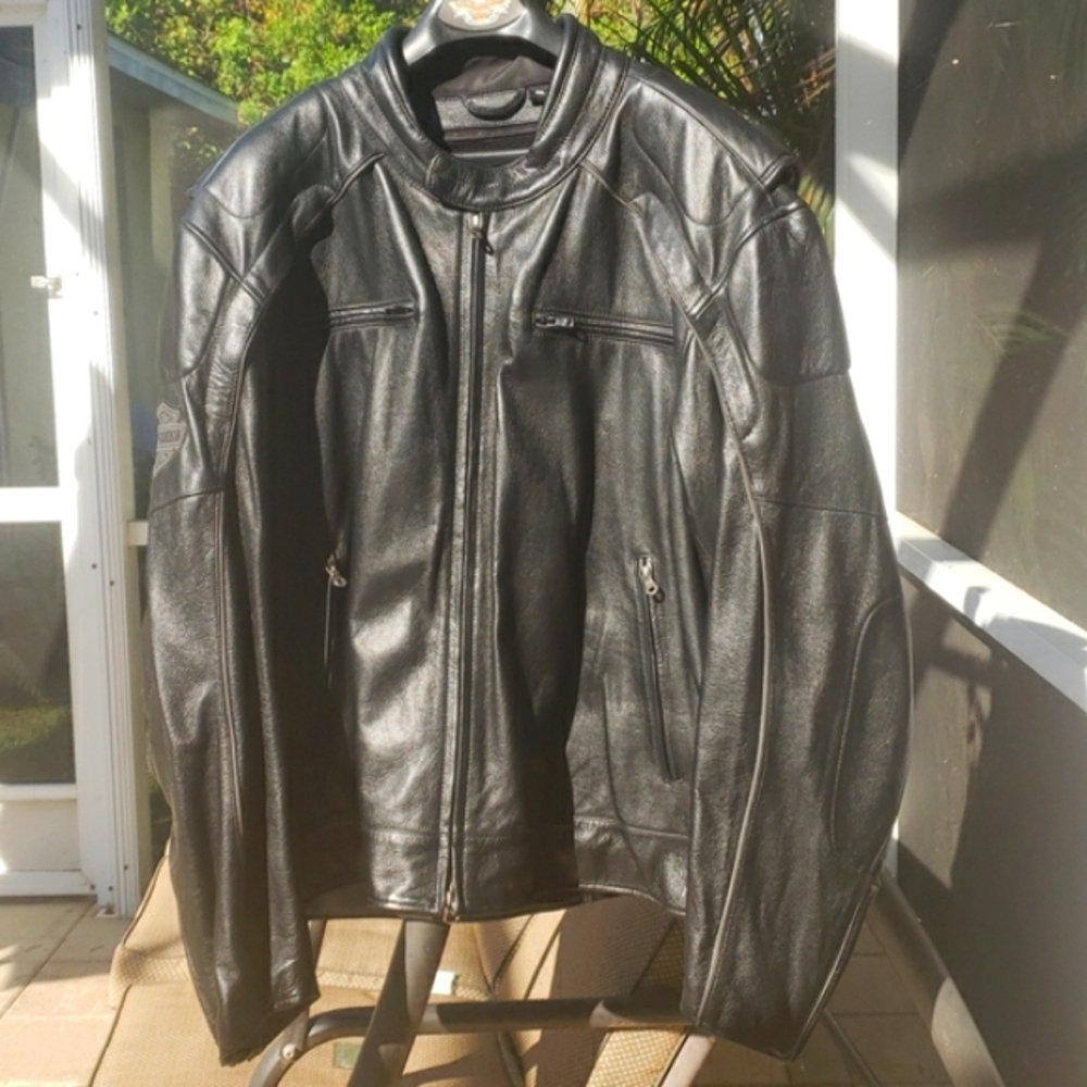 🏍Harley-Davidson Black Leather Motorcycle Willie G Reflective Jacket MINT (4XL) - Picture 3 of 13